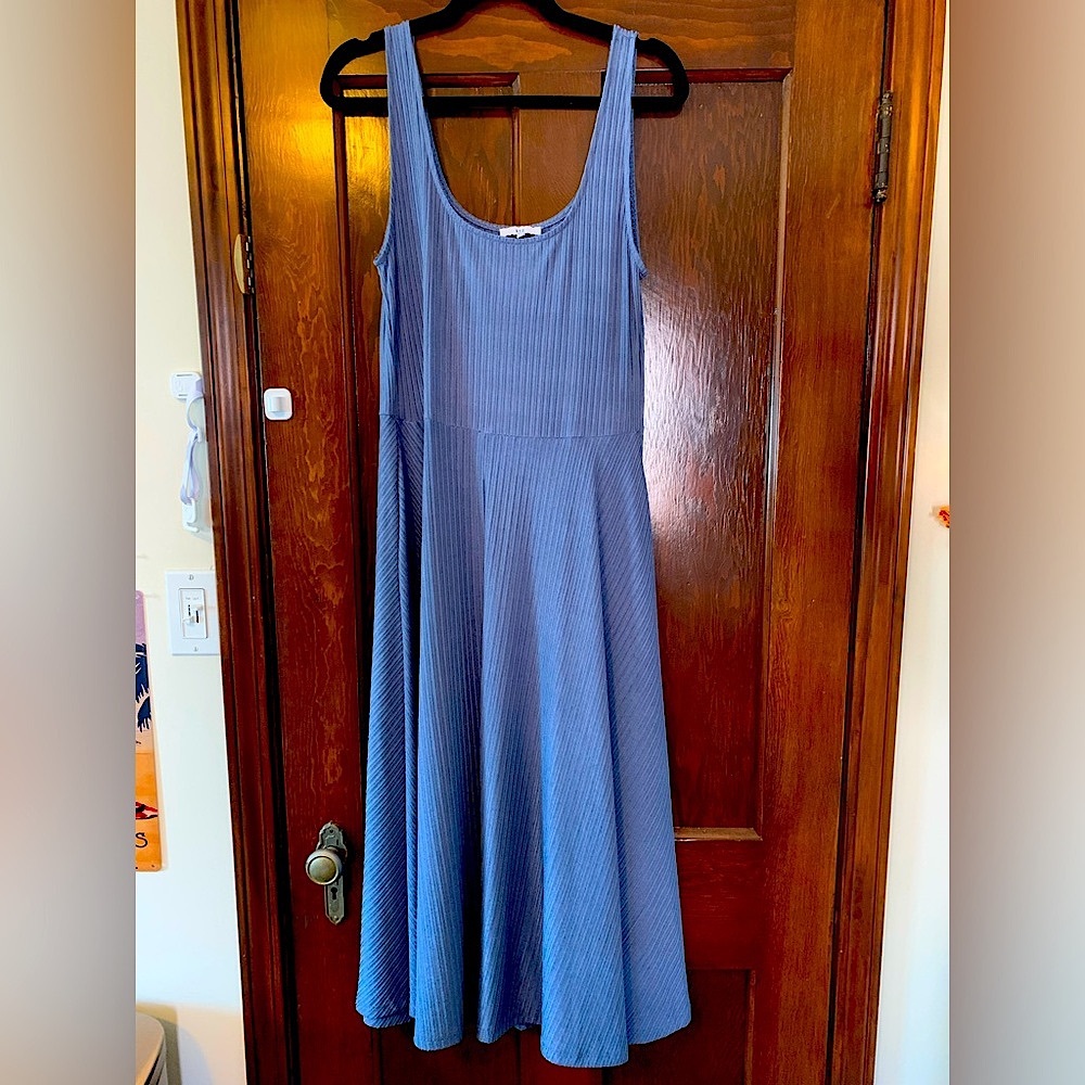 NSR Nordstrom dress - metallic grey-blue, XL, sleeveless, stretchy - like new!